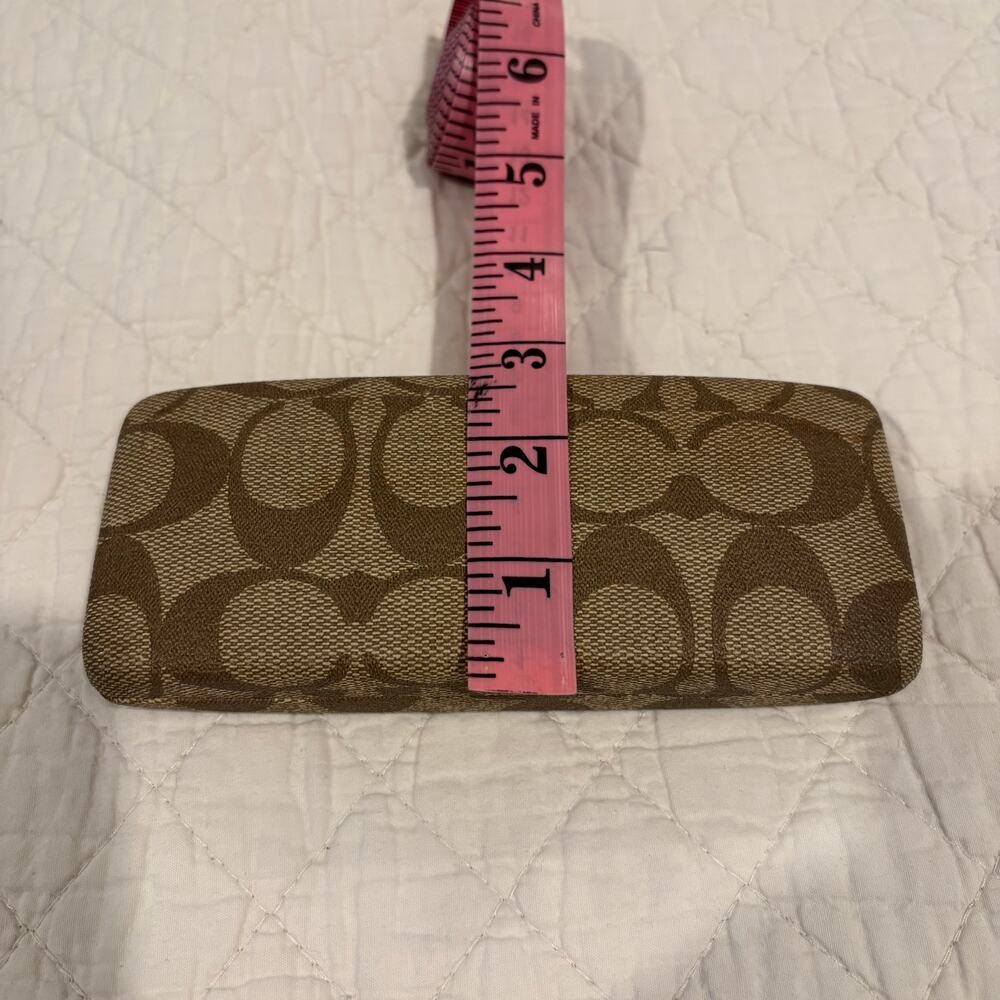 COACH Signature Monogram Eyeglass Case Brown/Tan Sz OS Clamshell Sophisticated - Picture 5 of 6